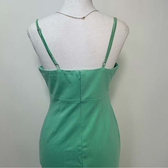 NEW! Petal & Pup Zahra Asymmetrical Neckline Midi Dress in Green - Picture 11 of 17